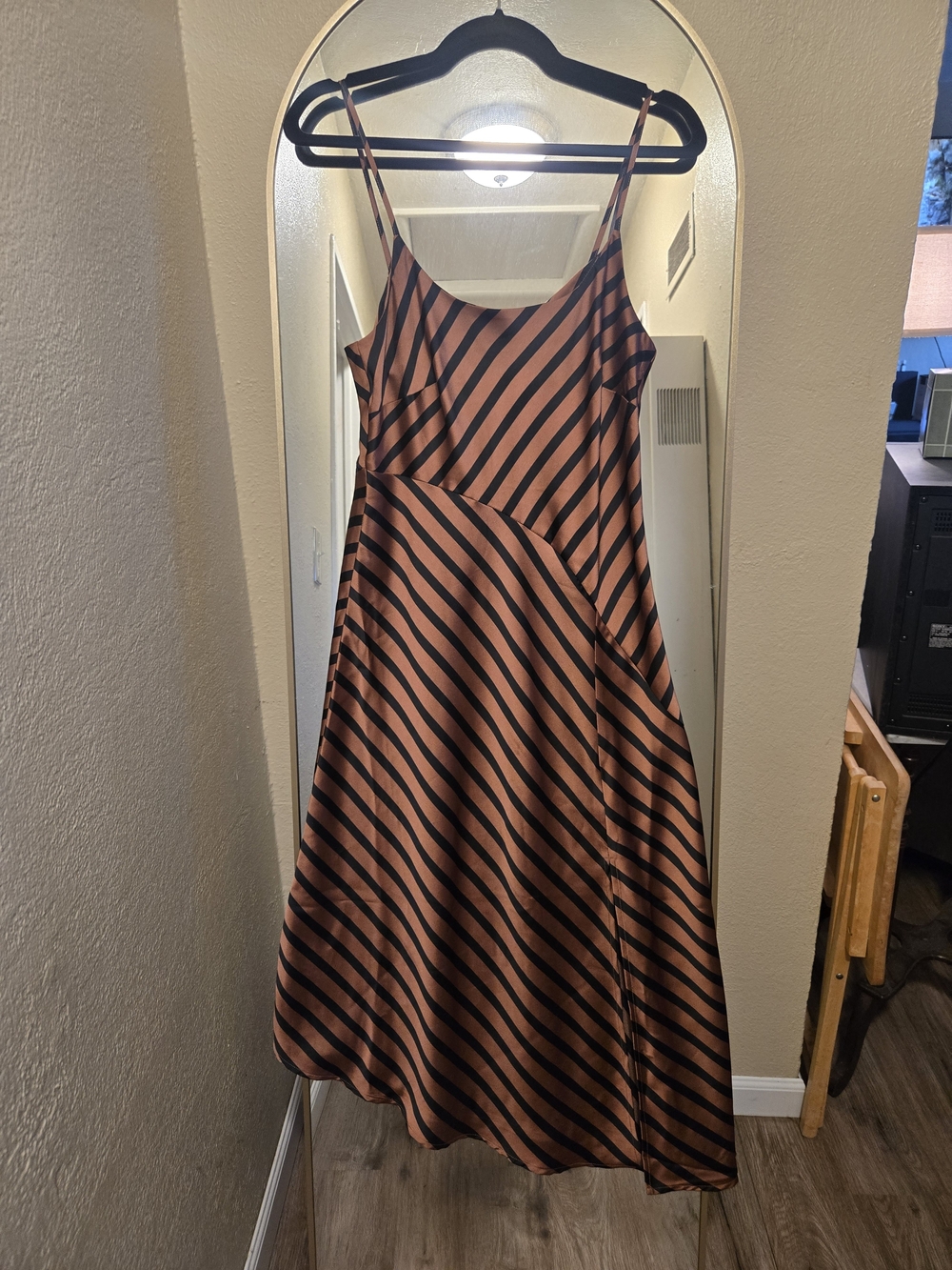 Striped Satin Slip Dress